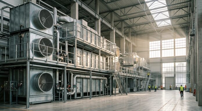 Atmospheric Carbon Enters the Factory: CarpeCarbon and Michelin Pioneer Industrial Direct Air Capture in Italy Impianto di Direct Air Capture per la cattura dell'anidride carbonica integrato in un contesto industriale moderno.
